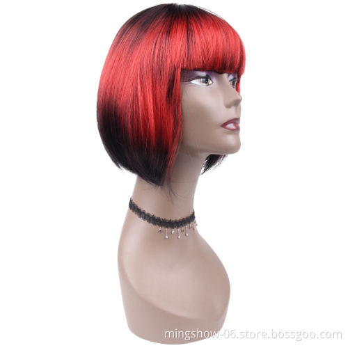 Paypal accepted machine made red wig, red and black wig red hair wig